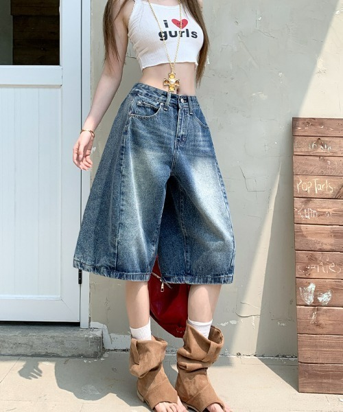 REBALANCE(リバランス)の「デニムハーフパンツ(デニムパンツ・レディース・A・LARGE/MEDIUM/SMALL)」の1枚目の写真