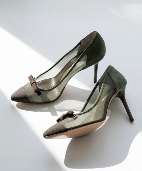 SEVEN TWELVE THIRTY（セヴントゥエルヴサーティー）の「スティレットヒールチュールリボンパンプス（パンプス・レディース・ドット/ブラック/グリーン系その他・22cm/22.5cm/23cm/23.5cm/24cm/24.5cm）」の3枚目の写真