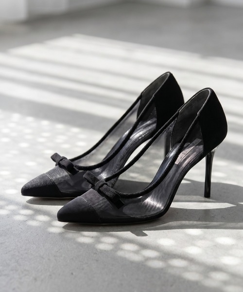 SEVEN TWELVE THIRTY（セヴントゥエルヴサーティー）の「スティレットヒールチュールリボンパンプス（パンプス・レディース・ドット/ブラック/グリーン系その他・22cm/22.5cm/23cm/23.5cm/24cm/24.5cm）」の2枚目の写真