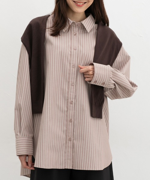 Honeys（ハニーズ）の「ゆるチュニックシャツ（シャツ/ブラウス・レディース・ブルー系その他3/グレー系その他2/ネイビー系1/ブラウン系その他2/ライトブルー・F）」の2枚目の写真