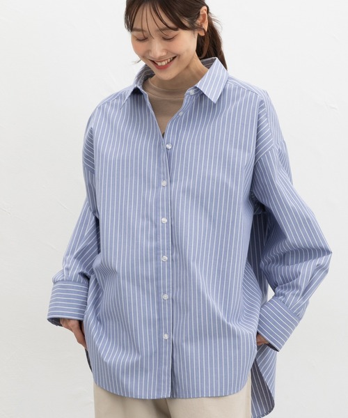 Honeys（ハニーズ）の「ゆるチュニックシャツ（シャツ/ブラウス・レディース・ブルー系その他3/グレー系その他2/ネイビー系1/ブラウン系その他2/ライトブルー・F）」の4枚目の写真