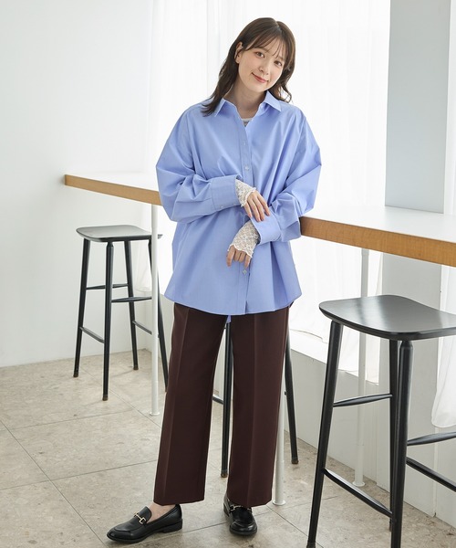 Honeys（ハニーズ）の「ゆるチュニックシャツ（シャツ/ブラウス・レディース・ブルー系その他3/グレー系その他2/ネイビー系1/ブラウン系その他2/ライトブルー・F）」の6枚目の写真