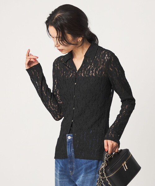 green label relaxing(グリーンレーベルリラクシング)の「レース スキッパー カットソー(Tシャツ/カットソー・レディース・オフホワイト/ブラック・FREE)」の3枚目の写真