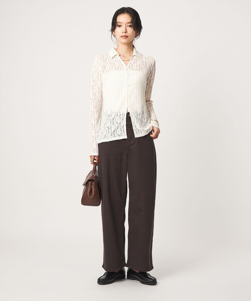 green label relaxing(グリーンレーベルリラクシング)の「レース スキッパー カットソー(Tシャツ/カットソー・レディース・オフホワイト/ブラック・FREE)」の10枚目の写真
