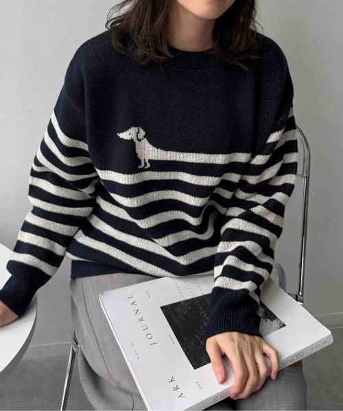 AS KNOW AS plus(アズノゥアズプラス)の「☆アニマル選びジャガードニットプルオーバー(パンダ・チドリ・ダックス)【UNISEX ITEM】(ニット/セーター・レディース・ネイビー系/アイボリー系1/アイボリー系・FREE)」の10枚目の写真