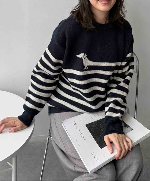 AS KNOW AS plus(アズノゥアズプラス)の「☆アニマル選びジャガードニットプルオーバー(パンダ・チドリ・ダックス)【UNISEX ITEM】(ニット/セーター・レディース・ネイビー系/アイボリー系1/アイボリー系・FREE)」の11枚目の写真