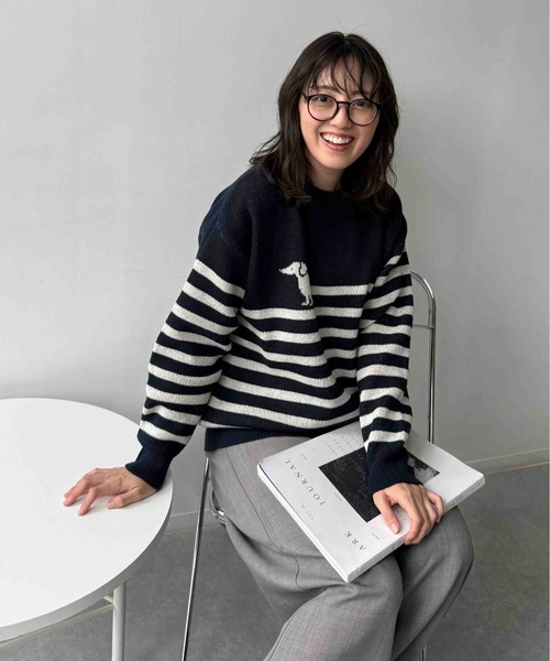 AS KNOW AS plus(アズノゥアズプラス)の「☆アニマル選びジャガードニットプルオーバー(パンダ・チドリ・ダックス)【UNISEX ITEM】(ニット/セーター・レディース・ネイビー系/アイボリー系1/アイボリー系・FREE)」の12枚目の写真