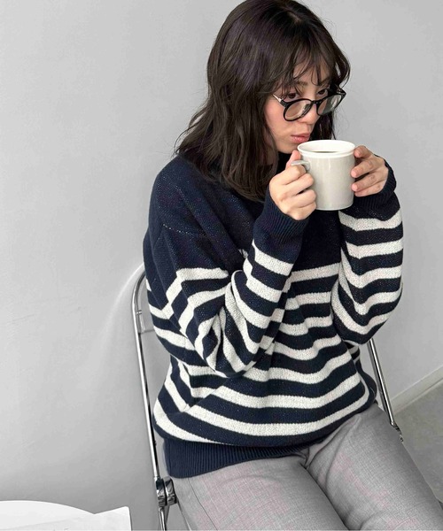 AS KNOW AS plus(アズノゥアズプラス)の「☆アニマル選びジャガードニットプルオーバー(パンダ・チドリ・ダックス)【UNISEX ITEM】(ニット/セーター・レディース・ネイビー系/アイボリー系1/アイボリー系・FREE)」の5枚目の写真