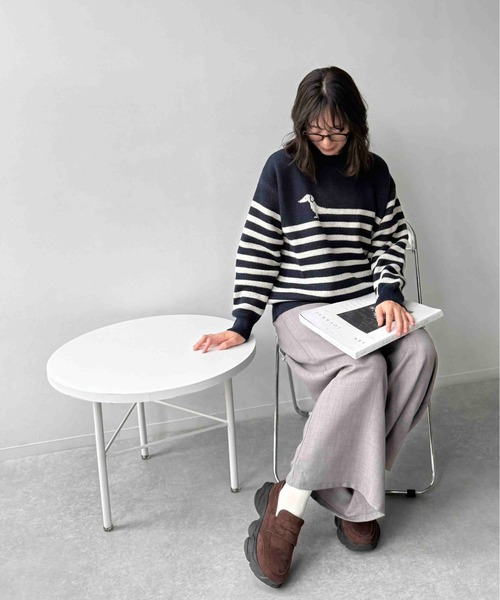 AS KNOW AS plus(アズノゥアズプラス)の「☆アニマル選びジャガードニットプルオーバー(パンダ・チドリ・ダックス)【UNISEX ITEM】(ニット/セーター・レディース・ネイビー系/アイボリー系1/アイボリー系・FREE)」の14枚目の写真