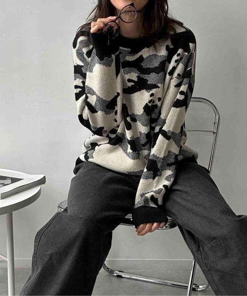 AS KNOW AS plus(アズノゥアズプラス)の「☆アニマル選びジャガードニットプルオーバー(パンダ・チドリ・ダックス)【UNISEX ITEM】(ニット/セーター・レディース・ネイビー系/アイボリー系1/アイボリー系・FREE)」の16枚目の写真