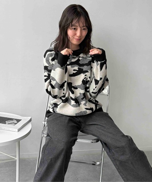 AS KNOW AS plus(アズノゥアズプラス)の「☆アニマル選びジャガードニットプルオーバー(パンダ・チドリ・ダックス)【UNISEX ITEM】(ニット/セーター・レディース・ネイビー系/アイボリー系1/アイボリー系・FREE)」の17枚目の写真