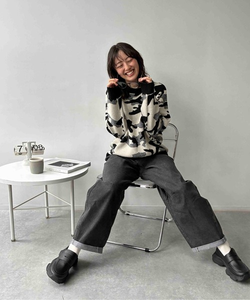 AS KNOW AS plus(アズノゥアズプラス)の「☆アニマル選びジャガードニットプルオーバー(パンダ・チドリ・ダックス)【UNISEX ITEM】(ニット/セーター・レディース・ネイビー系/アイボリー系1/アイボリー系・FREE)」の18枚目の写真