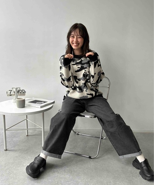 AS KNOW AS plus(アズノゥアズプラス)の「☆アニマル選びジャガードニットプルオーバー(パンダ・チドリ・ダックス)【UNISEX ITEM】(ニット/セーター・レディース・ネイビー系/アイボリー系1/アイボリー系・FREE)」の20枚目の写真