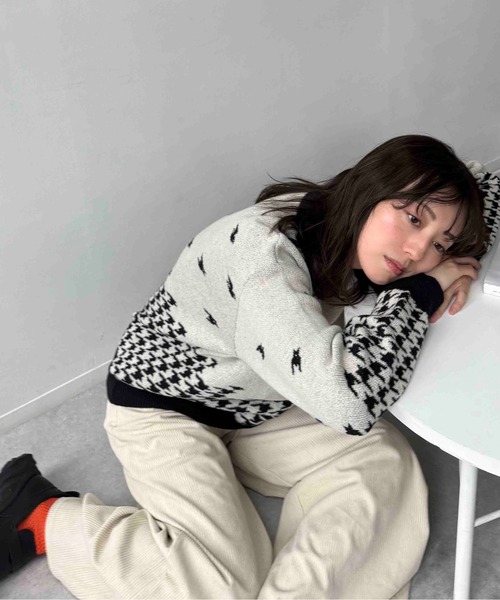 AS KNOW AS plus(アズノゥアズプラス)の「☆アニマル選びジャガードニットプルオーバー(パンダ・チドリ・ダックス)【UNISEX ITEM】(ニット/セーター・レディース・ネイビー系/アイボリー系1/アイボリー系・FREE)」の22枚目の写真