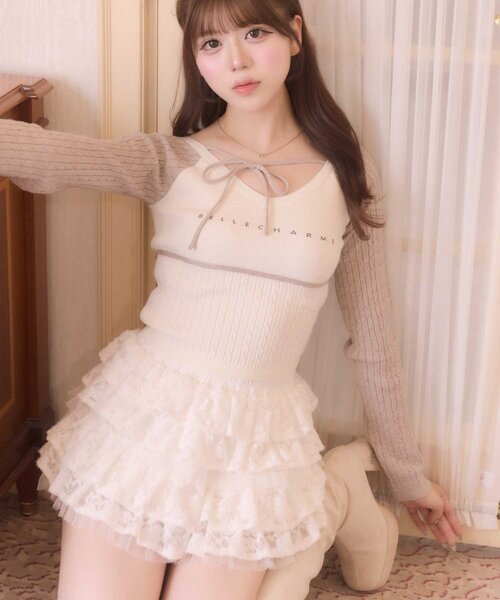 Belle Charme(ベルシャルム)の「【Belle Charme】Soft Lace Tiered Skirt(スカート・レディース・ブラック/オフホワイト・FREE)」の19枚目の写真