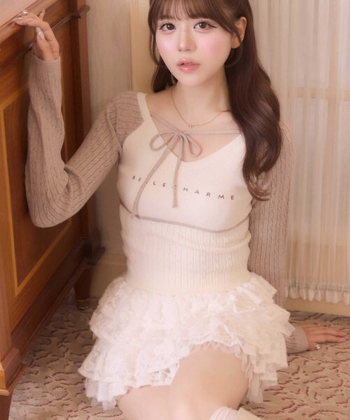 Belle Charme(ベルシャルム)の「【Belle Charme】Soft Lace Tiered Skirt(スカート・レディース・ブラック/オフホワイト・FREE)」の20枚目の写真