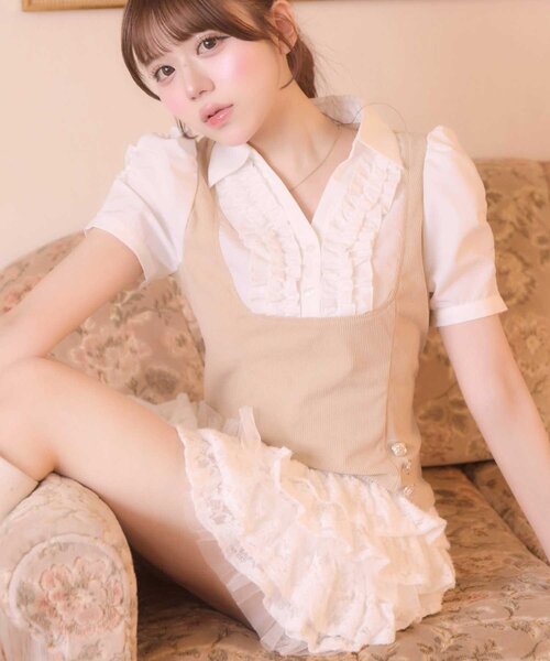 Belle Charme(ベルシャルム)の「【Belle Charme】Soft Lace Tiered Skirt(スカート・レディース・ブラック/オフホワイト・FREE)」の21枚目の写真