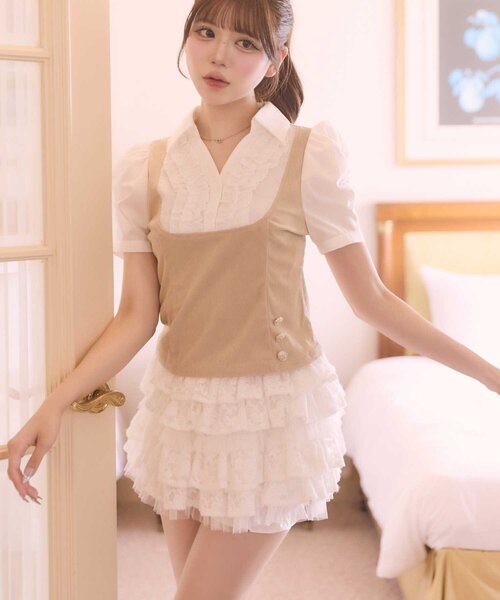 Belle Charme(ベルシャルム)の「【Belle Charme】Soft Lace Tiered Skirt(スカート・レディース・ブラック/オフホワイト・FREE)」の22枚目の写真