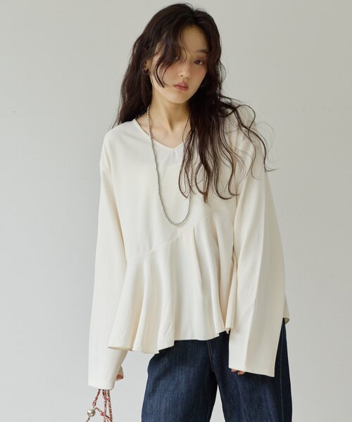 DISCOAT(ディスコート)の「【Noka】カットジョーゼットペプラムプルオーバー《WEB限定》(Tシャツ/カットソー・レディース・ブラック/ブラウン/オフホワイト・FREE)」の20枚目の写真
