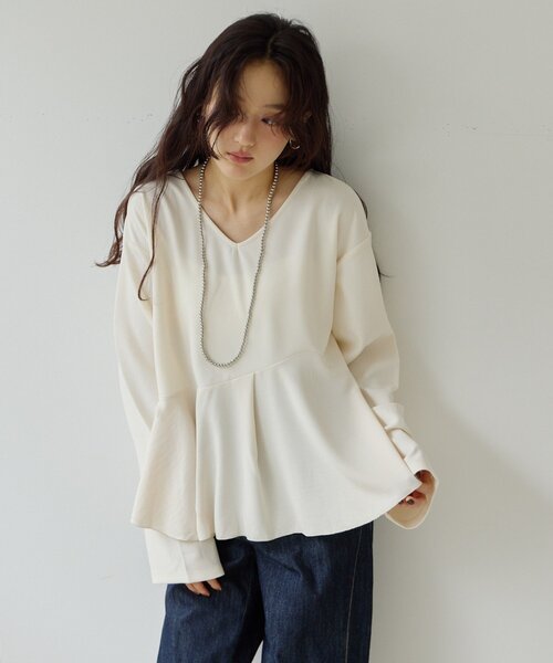 DISCOAT(ディスコート)の「【Noka】カットジョーゼットペプラムプルオーバー《WEB限定》(Tシャツ/カットソー・レディース・ブラック/ブラウン/オフホワイト・FREE)」の21枚目の写真