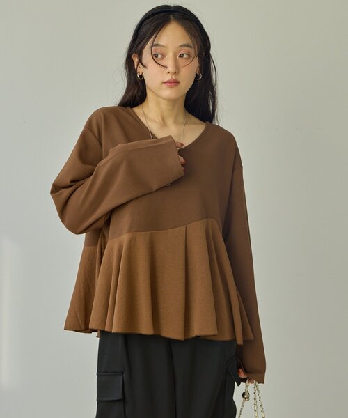 DISCOAT(ディスコート)の「【Noka】カットジョーゼットペプラムプルオーバー《WEB限定》(Tシャツ/カットソー・レディース・ブラック/ブラウン/オフホワイト・FREE)」の11枚目の写真