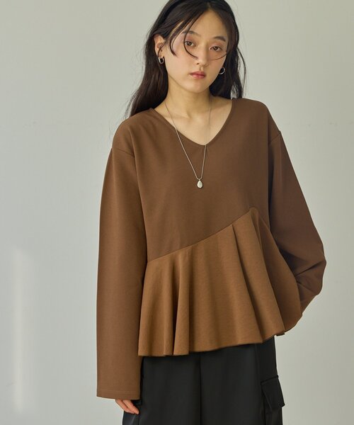 DISCOAT(ディスコート)の「【Noka】カットジョーゼットペプラムプルオーバー《WEB限定》(Tシャツ/カットソー・レディース・ブラック/ブラウン/オフホワイト・FREE)」の14枚目の写真