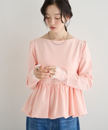 【forksy.】バルーンヘム レースカフス ボートネックトップス