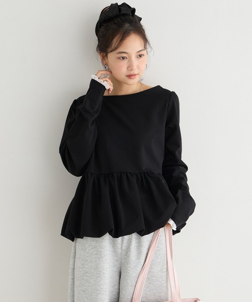 forksy.(フォルクシー)の「【forksy.】バルーンヘム レースカフス ボートネックトップス(Tシャツ/カットソー・レディース・グレー/オフホワイト/ピンク/ブラック・FREE)」の13枚目の写真