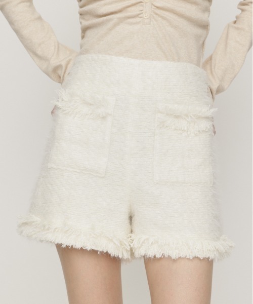 SLY(スライ)の「【限定カラーあり】FLUFFY TWEED S/PT フラッフィーツイードショートパンツ 秋服(スラックス・レディース・グレー系その他2/オフホワイト/ブラウン系その他2/ブラック・2/1)」の1枚目の写真