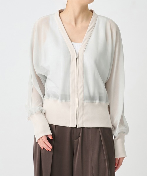 CITY TOKYO(シティトウキョウ)の「【CITY TOKYO/シティートウキョウ】TRICOLUM Cut Cardigan/ラメメッシュカーディガン(カーディガン/ボレロ・レディース・ホワイト/ブラック・FREE)」の2枚目の写真