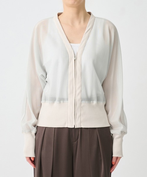 CITY TOKYO(シティトウキョウ)の「【CITY TOKYO/シティートウキョウ】TRICOLUM Cut Cardigan/ラメメッシュカーディガン(カーディガン/ボレロ・レディース・ホワイト/ブラック・FREE)」の5枚目の写真