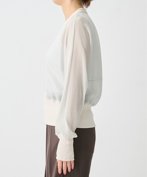 CITY TOKYO(シティトウキョウ)の「【CITY TOKYO/シティートウキョウ】TRICOLUM Cut Cardigan/ラメメッシュカーディガン(カーディガン/ボレロ・レディース・ホワイト/ブラック・FREE)」の6枚目の写真