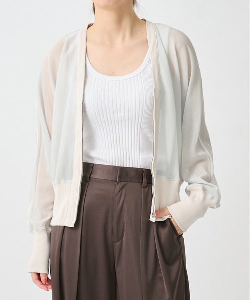 CITY TOKYO(シティトウキョウ)の「【CITY TOKYO/シティートウキョウ】TRICOLUM Cut Cardigan/ラメメッシュカーディガン(カーディガン/ボレロ・レディース・ホワイト/ブラック・FREE)」の4枚目の写真