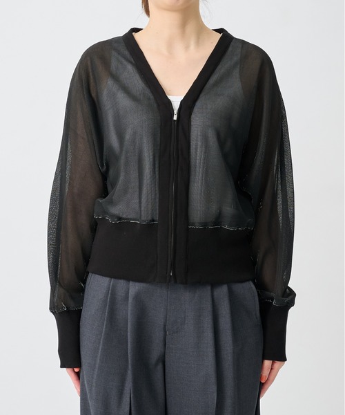 CITY TOKYO(シティトウキョウ)の「【CITY TOKYO/シティートウキョウ】TRICOLUM Cut Cardigan/ラメメッシュカーディガン(カーディガン/ボレロ・レディース・ホワイト/ブラック・FREE)」の11枚目の写真