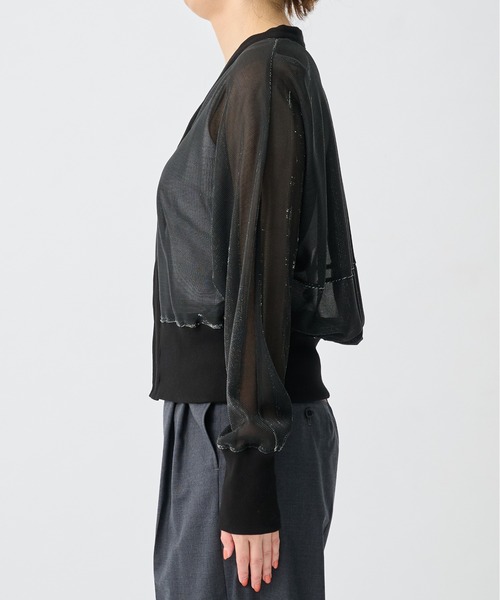 CITY TOKYO(シティトウキョウ)の「【CITY TOKYO/シティートウキョウ】TRICOLUM Cut Cardigan/ラメメッシュカーディガン(カーディガン/ボレロ・レディース・ホワイト/ブラック・FREE)」の12枚目の写真