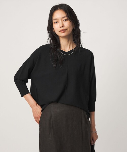 green label relaxing（グリーンレーベルリラクシング）の「Vネック ドルマン プルオーバー ニット ウォッシャブル 接触冷感 UVカット（ニット/セーター・レディース・ライム/ブラック/ホワイト・FREE）」の3枚目の写真