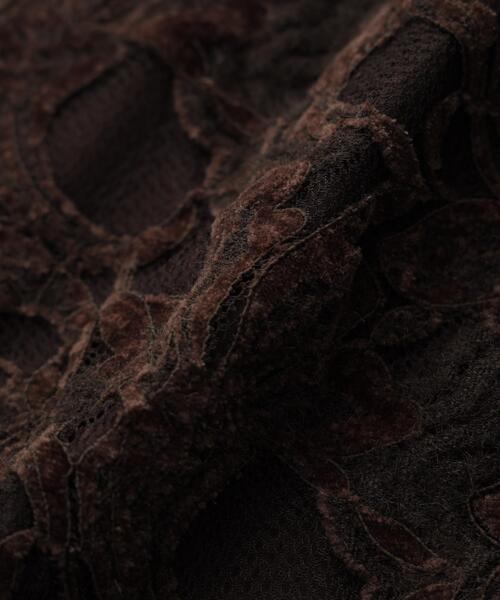 NANO universe(ナノユニバース)の「ベロアレースギャザーワンピース(ワンピース・レディース・ベージュ/ブラウン・S/M)」の7枚目の写真