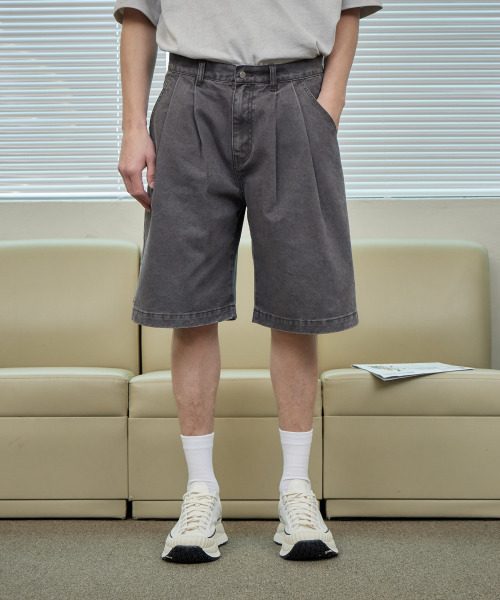 IHDO(アヒドゥ)の「カチオンヴィンテージグレインバミューダパンツ_ウォッシュドチャコール(その他パンツ・メンズ・その他・LARGE/MEDIUM)」の1枚目の写真