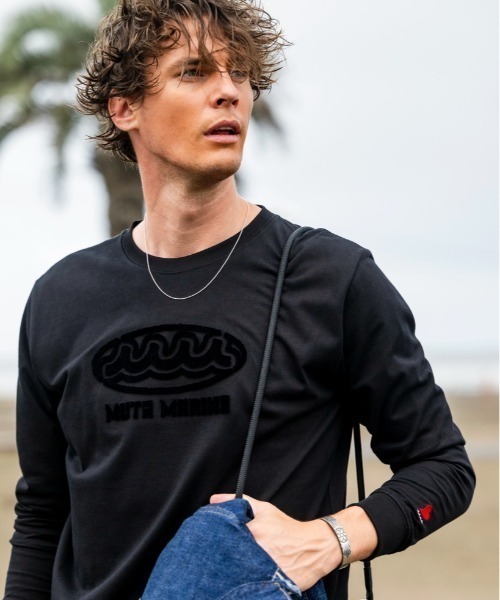 muta marine(ムータ・マリン)の「muta MARINE/ムータ マリン/別注Brush Wave LS TEE(Tシャツ/カットソー・メンズ・ブラック/ホワイト・LARGE/MEDIUM/X-LARGE)」の2枚目の写真