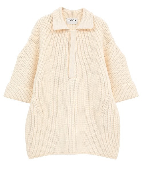 CLANE(クラネ)の「CLANE/クラネ/OVER HALF SLEEVE POLO(ポロシャツ・レディース・アイボリー/その他24・F)」の1枚目の写真