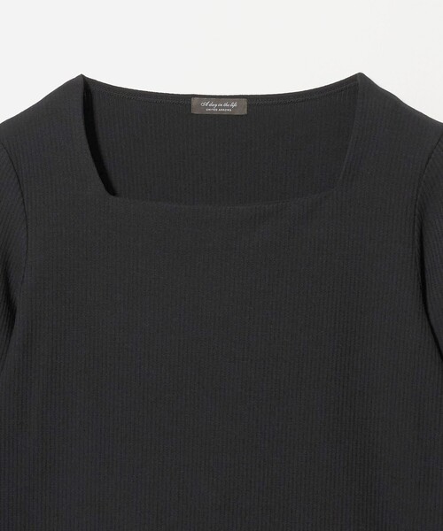 A DAY IN THE LIFE UNITED ARROWS(アデイインザライフユナイテッドアローズ)の「ラッセルストライプ スクエアネック プルオーバー <A DAY IN THE LIFE>(Tシャツ/カットソー・レディース・ブラック/オフホワイト・FREE)」の4枚目の写真