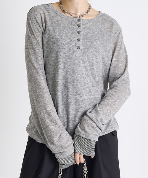 Lui's(ルイス)の「ヘンリーロンT(Tシャツ/カットソー・レディース・ブラック系その他/ブラック/レッド系その他/グレー系その他・FREE)」の3枚目の写真