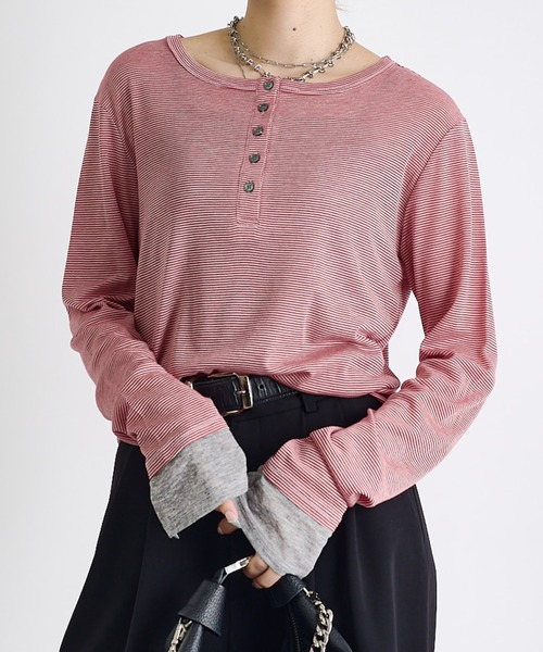 Lui's(ルイス)の「ヘンリーロンT(Tシャツ/カットソー・レディース・ブラック系その他/ブラック/レッド系その他/グレー系その他・FREE)」の4枚目の写真