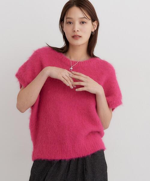THE SHOP TK (ザ ショップ ティーケー )の「ふわふわシャギーフレンチニット(ニット/セーター・レディース・ピンク系/グレー・13/12)」の1枚目の写真