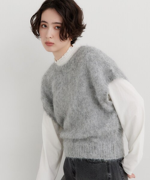 THE SHOP TK (ザ ショップ ティーケー )の「ふわふわシャギーフレンチニット(ニット/セーター・レディース・ピンク系/グレー・13/12)」の5枚目の写真
