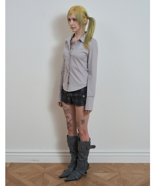 SETUP-EXE(セットアップイーエックスイー)の「LETTERING LOGO SHIRT / グレー(シャツ/ブラウス・レディース・その他・OS)」の3枚目の写真