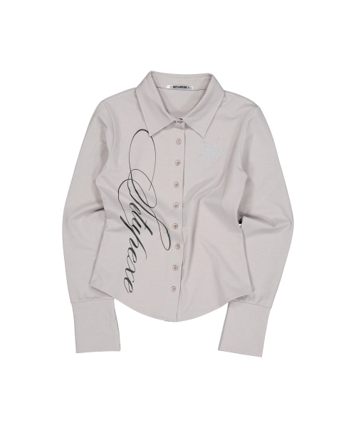 SETUP-EXE(セットアップイーエックスイー)の「LETTERING LOGO SHIRT / グレー(シャツ/ブラウス・レディース・その他・OS)」の5枚目の写真