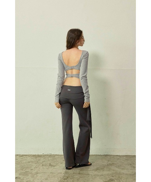ALEXIA STAM(アリシアスタン)の「Tie Waist Flared Pants /ウエストリボンフレアパンツ(その他パンツ・レディース・チャコールグレー/グレー/カーキ・S/M/L)」の8枚目の写真
