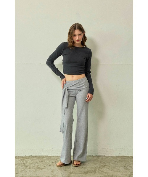ALEXIA STAM(アリシアスタン)の「Tie Waist Flared Pants /ウエストリボンフレアパンツ(その他パンツ・レディース・チャコールグレー/グレー/カーキ・S/M/L)」の9枚目の写真