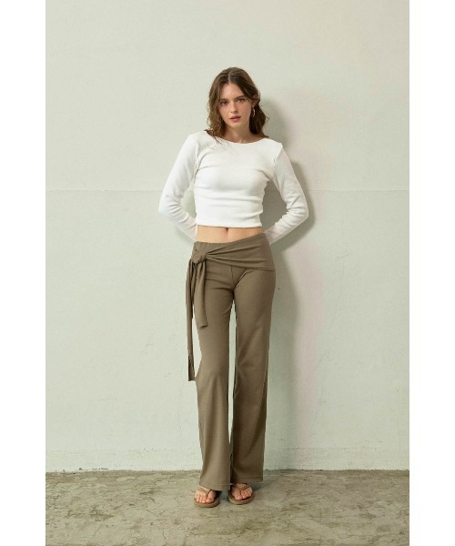 ALEXIA STAM(アリシアスタン)の「Tie Waist Flared Pants /ウエストリボンフレアパンツ(その他パンツ・レディース・チャコールグレー/グレー/カーキ・S/M/L)」の14枚目の写真